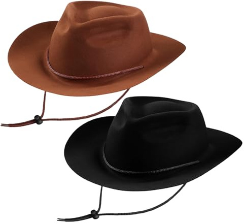 ZOOMPIL Western Cowboyhut, Cowboyhut aus Filz, Verstellbarem Kordelzug am Hals, Westernhut für Faschingskostüme