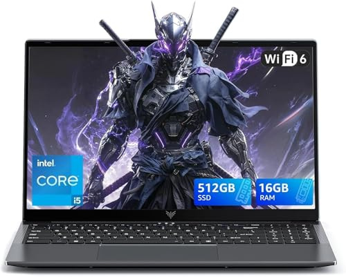 Tivique 15.6 inch Laptop with 12th Core i5-12600H Processor up to 4.5 GHz | 12 C/16T - 16GB RAM DDR4*2 + 512GB M.2 PCIe 4.0 SSD Computer with 11 Pro Installed,1080P,BT5.2,USB3.2,Type-C,Privacy, WiFi 6