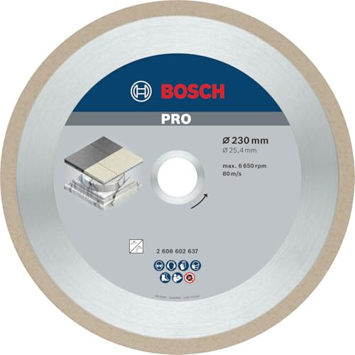 Bosch 1x PRO Ceramic Diamanttrennscheiben für 25,4‑mm-Bohrung und Fliesenschneider (für Fliesen, Harte Fliesen, Ø 230 mm, Professional Zubehör Tischkreissäge)