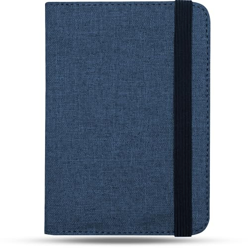 Reisepasstasche mit RFID Schutz – Reiseetui für Dokumente & Kreditkarten – Ausweistasche aus recyceltem Polyester – Reise Organizer mit Gummibandverschluss - Reisepasshülle RFID Blocker (Navy Blau)