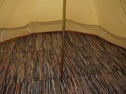 Bell Tent Boutique Chindi 4m Full Floor Mats Bell Tent Rag Rug – Hand Loomed Recycled Cotton – Fits 4m ZIG Tents
