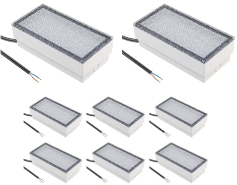 ledscom.de 8 pièces LED encastrées dans le sol pavé CUS pour l'extérieur, IP67, rectangulaire, 20 x 10cm, 2,8 W, 251lm, blanc chaud