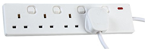 Pro Elec 3 m Individually Switched 4 Way Gang UK Mains Extension Lead - White