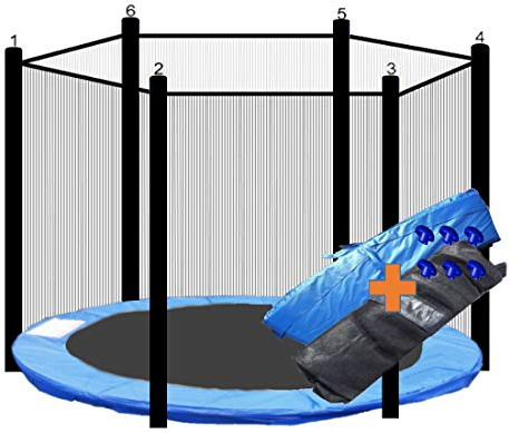 walexo Trampolin Randabdeckung + Sicherheitsnetz für 6 Stangensystem Größen – sicherer Schutz und komfortable Polsterung