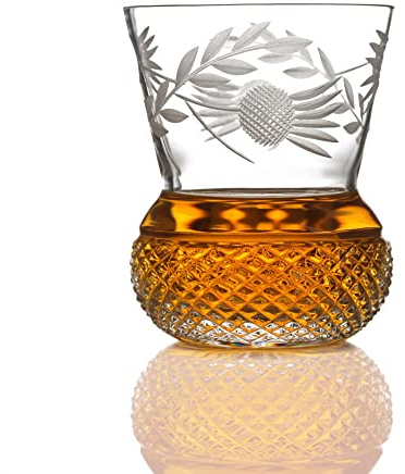 Eburya Flower of Scotland - Handgefertigter Kristallglas Whisky Tumbler in Form einer Distel