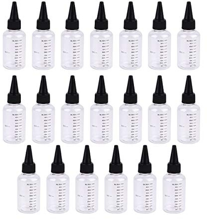 Healifty 20pcs Plastic Small Squeeze Bottles with Twist On Cap Lids for Sauce Condiments Dressing Paint Olive Oil BBQ 60ML