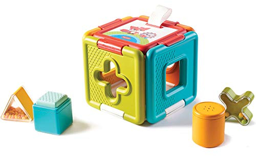 Tiny Love 2-in-1 Steckwürfel & Spielwürfel, interaktives Babyspielzeug zum Spielen und lustigen Puzzeln, nutzbar ab ca. 6 Monate, Meadow Days