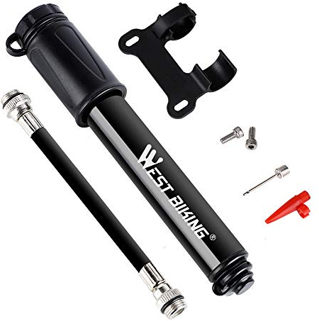 Bicycle Pump – Mini Bike Pump Portable – Aluminum Alloy Cycle Pump For Presta & Schrader Valve, Super Fast Tyre Inflation – For Road & Mountain Bikes