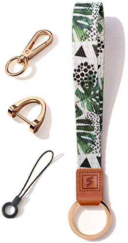 SENLLY Schlüsselband Wristlet Keychain Lanyard Strap Handschlaufe Schlüsselanhänger mit echtem Leder, für Schlüssel, Mobile Handys Telefon, Kamera, Charms