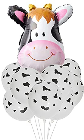 ballonfritz® Tiere Safari Dschungel Ballon 11 tlg. Set - XXL Kuh Kopf Luftballon 63x46x20cm als Geburtstagsgeschenk, Party-Deko oder Überraschung