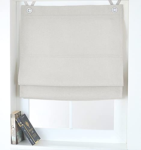 Raffrollo Ösenrollo Dimout Weiss/grau Blickdicht Verdunkelung Breite ca. 60 cm x Höhe ca. 130 cm