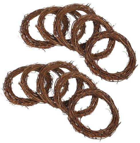 Happyyami 10pcs Rustic Rattan Wreaths for Diy Crafting Natural Vine Ornaments for Door Window Decoration Unique Hangable Design for Christmas Home Decor