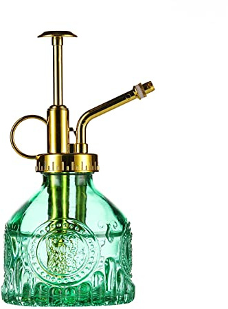 Aebor Glas Pflanzen Mister Sprühflasche, 16,5 cm grüne Glas Wasser Sprühflasche mit goldener Top Pumpe kleine Gießkanne, kleiner Pflanzensprüher Mister für drinnen draußen Haus, Grün+Gold (Grün+Gold D