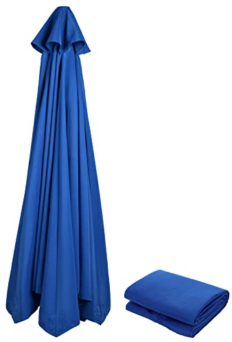 Ombrello rotondo di ricambio per ombrellone da giardino, 3 m, per 6 stecche, per esterni, solo baldacchino, Blu, 6 Ribs