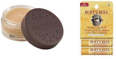 Burt's Bees 100 Prozent Natürliche intensive Lippenpflege, 7,08 g & 100 % natürlicher, feuchtigkeitsspendender Lippenbalsam im günstigen 2er-Pack, Bienenwachs, 2 Tuben in Blister-Box, 8.5 g