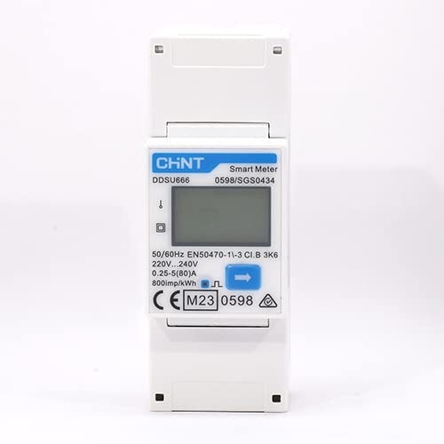 CHINT DDSU666 Contatore elettronico di energia intelligente monofase DIN35mm 5(80) A a connessione diretta con interfaccia RS485, conforme a Modbus RTU, certificato MID