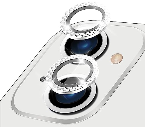 LucBuy Camera Lens Protector for iPhone 13/13 Mini, Premium HD Tempered Glass Aluminum Alloy Individual Ring Circle Lens Screen Cover Film,Anti-Scratch Lens Protector Sticker (Sparkling)