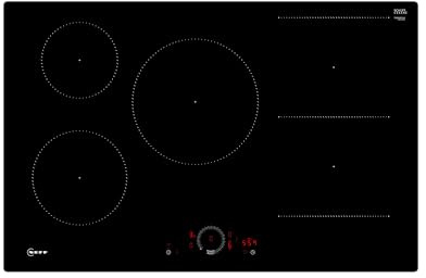 NEFF T58PHW1L0, N 70, piano cottura a induzione, piano cottura in vetroceramica autosufficiente, larghezza 80 cm, Twist Touch, Combi Induction, Home Connect, Smart Hood Automatic, a filo di