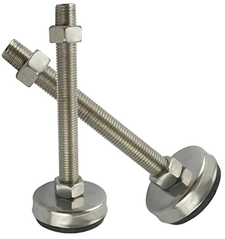 2 Stück M16 x 150 mm verstellbare Möbelgewinde-Nivellierfüße, Edelstahl-Gummibasis, 85 mm Durchmesser, for Sofa, Schrank, Werkstätten, Büros, Fußschalen