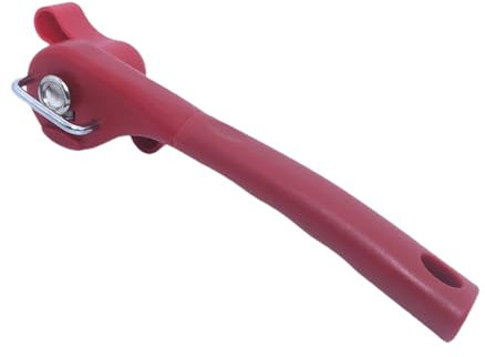 Abrelatas, abrelatas fuerte, abrelatas de acero inoxidable, cortador de latas de apertura lateral de un solo mango, abrelatas manual de seguridad, abrelatas manual para cocina y restaurante (rojo)