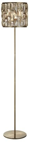 Licht-Erlebnisse Stehleuchte E27 155 cm hoch in Messing Antik Champagner aus Kristall Glas Metall Jugendstil Stehlampe Wohnzimmer