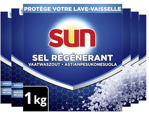 SUN - Sale rigenerante Lavastoviglie Standard - previene i depositi di calcare e ammorbidisce l'acqua (confezione da 6 x 1 kg)