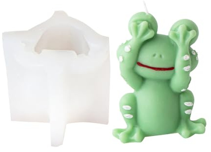 JS MOLD Silikonform Kerzenform Seifenform 3D Frosch Silikon Formen,3D-Tierharz-Resin Silikonform für Schokolade, Seife, Gips, Sojawachs Kerzen, Epoxidharz Handwerk (ZHF9809)