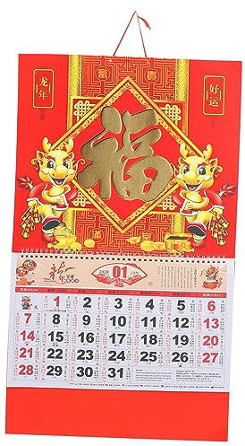 Gogogmee Dragon Year Hanging Calendar Chinesischer Monatskalender Für Zuhause Stabil Und Langlebig Traditionelles Design Für Freunde Und Familie Für Planung Im Neuen Jahr