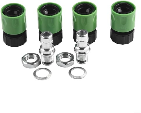 Besttoolifes Kit di lavaggio del ponte del tosaerba Quick Connect Set di accessori con 4 connettori, 2 ugelli, 2 lame 2 dadi per tubo da giardino per decespugliatore di corde, spazzaneve pulizia delle