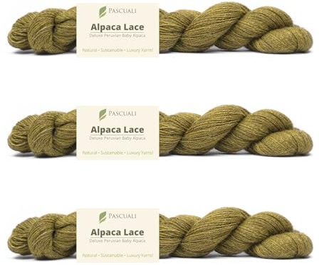 PASCUALI Alpaca Lace |Strickwolle aus 100% Alpakawolle, Alpaka Wolle zum Stricken und Häkeln, SET: 3 Stränge - 150g, Farbe:Kiwi 38
