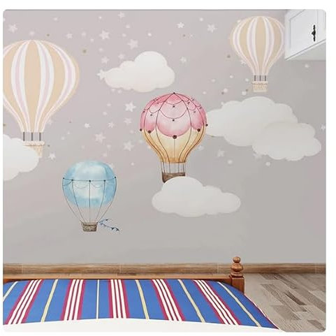 vsdhlsidgl Benutzerdefinierte Wandtuch Nordic Cartoon Handgezeichnete Heißluftballon Wolke Wandbild Tapete Für Kinderzimmer Schlafzimmer Hintergrund Wandverkleidung*400cmx280cm(157,4x110,2inch)