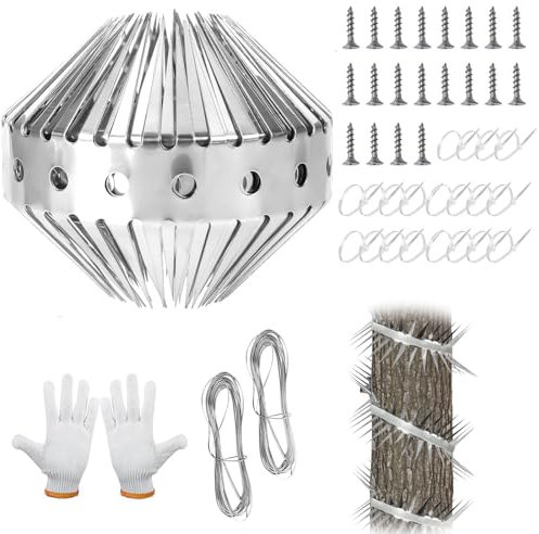 HuaMuDM Marderschutz Fallrohr 300cm, Marderabwehr Fallrohr, Marderabwehrgürtel mit Zubehör, Marderschutz Stacheldraht, Edelstahl Stacheldraht für Marderabwehr, Stacheldraht Tierabwehr für Haus