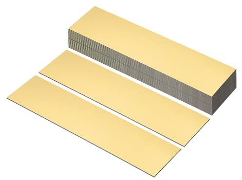 PATIKIL 10x2 Blank Name Plates, 20 Pack Custom Engraved Name Plate Rectangle Laser Engraving Blanks for Personalized Nameplates Office Door DIY Painting Supplies, Gold, Black