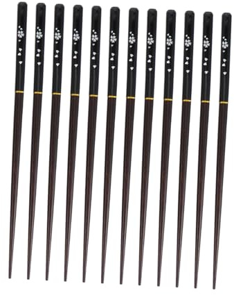 Garneck 6pairs Wooden Japanese Chopsticks Printed Home Tableware for Dining Occasions