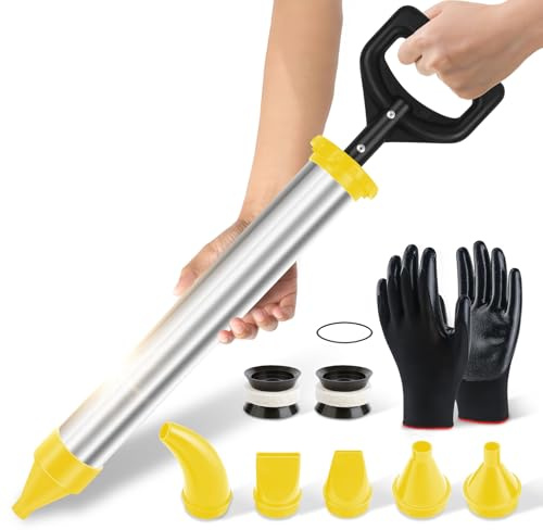 BQHRJG Mörtelspritze 5 in 1 - Mörtelpresse aus Edelstahl. Betonspritze zum Füllen von Rissen. Fugenpistole wird mit einem Paar Handschuhen geliefert