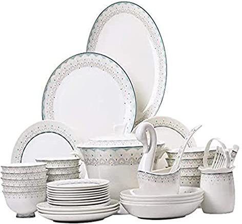 Servizio da tavola in ceramica con 50 pezzi in porcellana blu modello combinato set – Servizio completo da tavola per cene