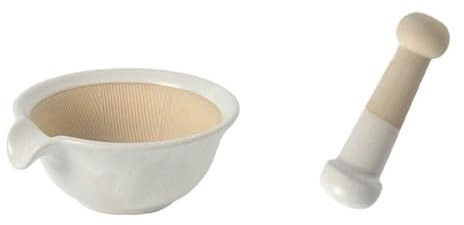 SBCGFY Prensa de ajo de Acero Inoxidable, Recipiente de cerámica para moler ajo, Utensilios de Cocina para triturar ajo, Juego de mortero y Maja, prensas de ajo de cerámica de Alta Temper(Blanco)
