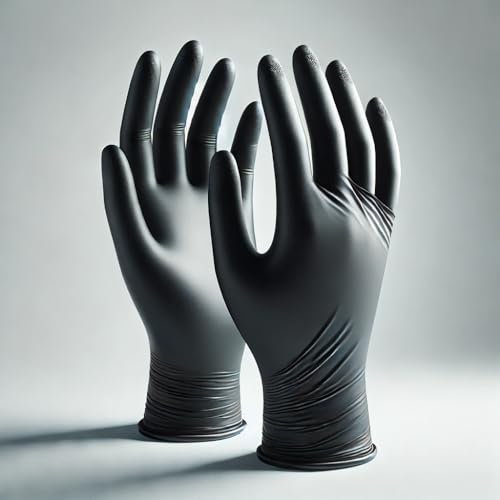 Examination Gloves – Powder-Free, Latex-Free, Multipurpose Disposable Gloves – Box of 100, Extra –, Food Handling, Cleaning & Industrial (Black, XS)