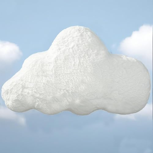 YRXRUS Cloud Pillows, White Cloud Shaped Pillow, Decorative Throw Pillow Gifts, Cute Plush Room Decor, Fluffy Faux Rabbit Fur 9.5x16 Pillows for Living Bedroom Kids Room