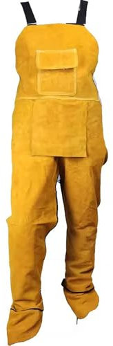 Professionell svetsförkläde Läder Svetsare Kläder Snickare Smed Trädgårdsarbetare Britches Byxor Kläder,Yellow,XL