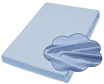 BettenABC - Spannbetttuch für Kinderbett - 70x140 cm - Hellblau - 100% Baumwolle - Atmungsaktiv & weich - Mit Rundumgummi für festen Sitz - Für Baby- & Kleinkindmatratzen - Oeko-TEX Zertifiziert