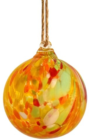 Yeskyltd 10cm handgeblasen Glas Hexenkugel, Glaskugel, Ornament, hängende Garten für drinnen und draußen, Heimdekoration (Gelb)