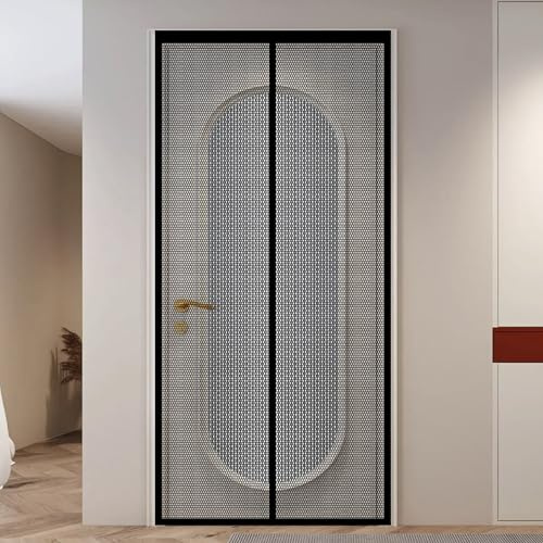 Fliegengitter Balkontür 86 x 192 cm Insektenschutzvorhang mit Magneten Zur Einfachen Montage Ohne Bohren für Terrassen Wohnzimmer, Schwarz