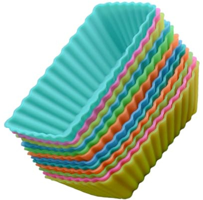 DINHEAROM Molde Rectangular Para Muffins De Silicona Alimentaria Reutilizable, Antideslizante y Apto Para Horno y Microondas, Para Hornear Casero, Set De 24 Piezas Colores Variados