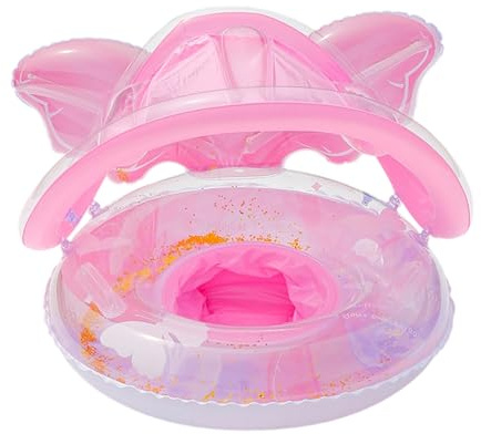 Schwimmring für Babys – Schwimmring für Kleinkinder mit Dach und Sonnenschutz – Schwimmring in Schmetterlingsform für Außenpool, Sommer
