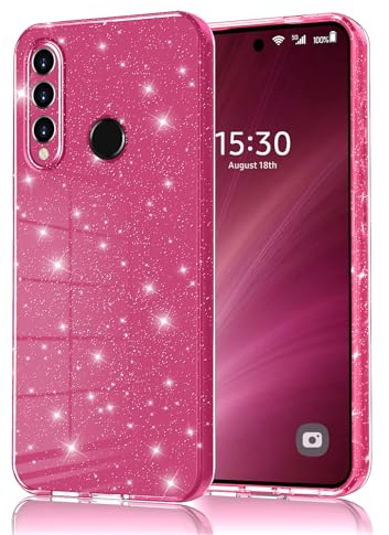 Eherui Handyhülle für Huawei P30 Lite Glitzer, Silikon TPU Anti-Fingerabdruck Hülle,Stoßfeste Schutz Case Dünn Kratzfest und Schutzhülle für Huawei P30 Lite,Rose lila
