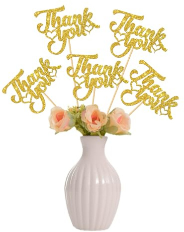 Thank You Centerpiece Sticks for All That You Do - We Appreciate You Party Table Centerpieces - Happy Holiday Wedding Party Table Decorations - Glitter Gold 12 PCS