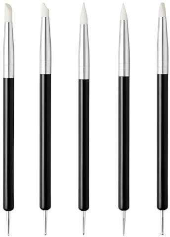 Wcawnlt 5 Stück Modellierwerkzeug,Ton Töpfer Werkzeug Set,Polymer Clay Tools,Töpferwerkzeug,Ton Schnitzwerkzeug Set Ideal für die Modellierung, Gravur, Maniküre und Keramik (Schwarz)