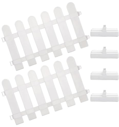 Staccionata da Giardino Pvc Bianca, Bordo Decorativo | Superficie Liscia, Collegamento Semplice, Paletti a Terra, per Aiuole e Prato