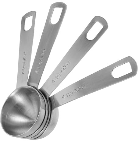 ELEOUTI Cucharas Medidoras de Acero Inoxidable 20 Ml, Set de 4 Cucharillas para Condimentos y Hornear, Utensilios de Cocina Precisos y Resistentes para Uso Doméstico y Profesional